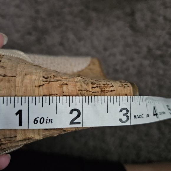 Toms Natural Woven Triangle & Cork Wedge Tan Shoes Womens 8.5 - Picture 7 of 7